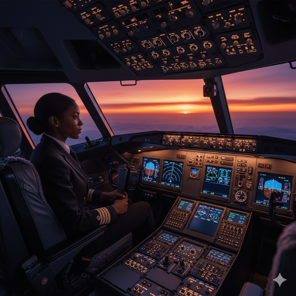 Cockpit moderne vu de l'intérieur